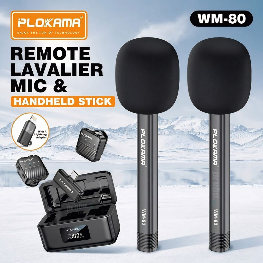 PLOKAMA WM-80 Remote Lavalier Microphone & Handheld Stick