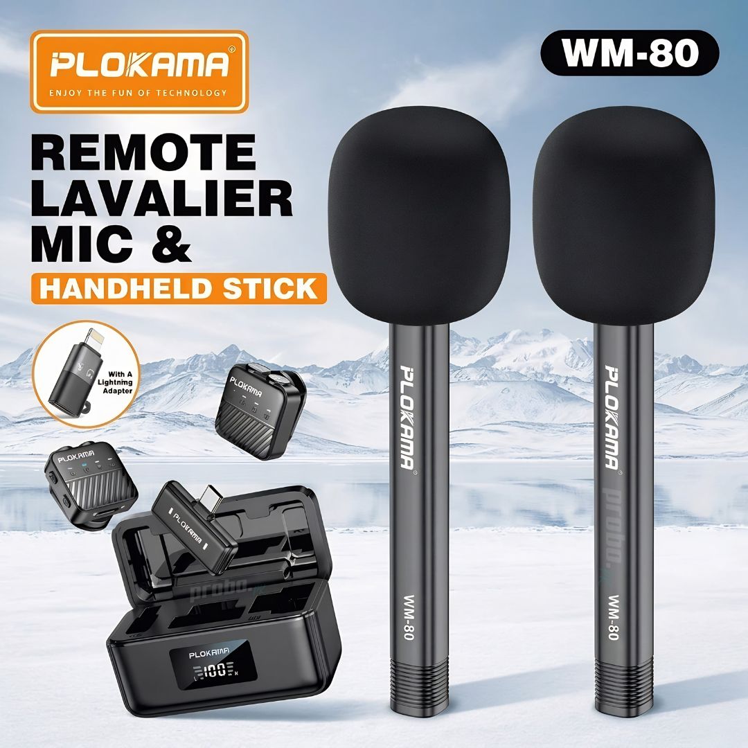 PLOKAMA WM-80 Remote Lavalier Microphone & Handheld Stick