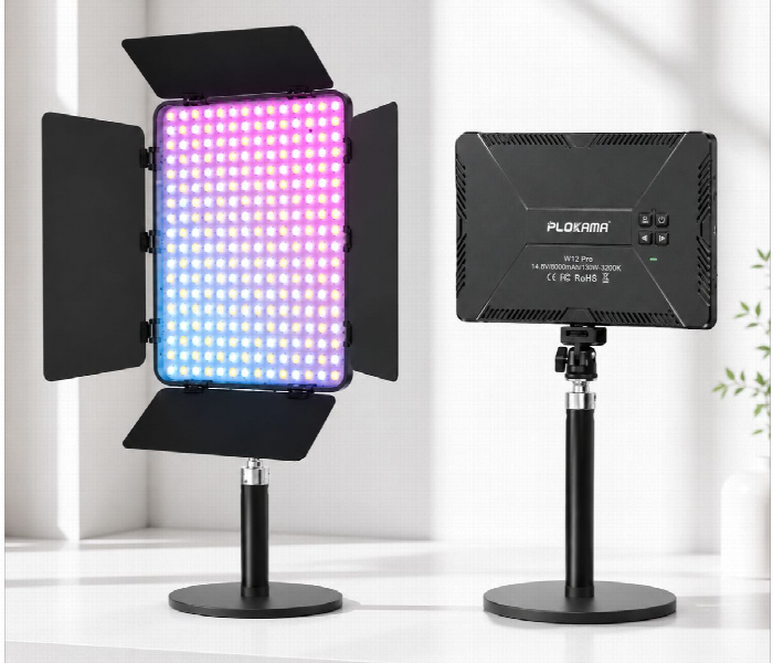 PLOKAMA W12 30W Photography Light with Barn Doors & Remote Control