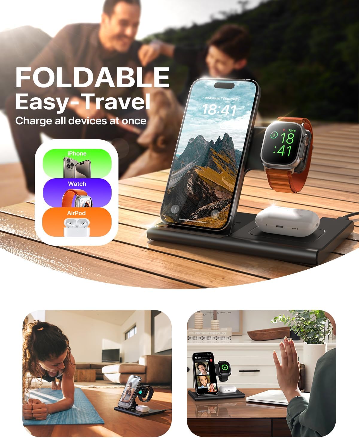 3-in-1 Foldable MagSafe Wireless Charging Station