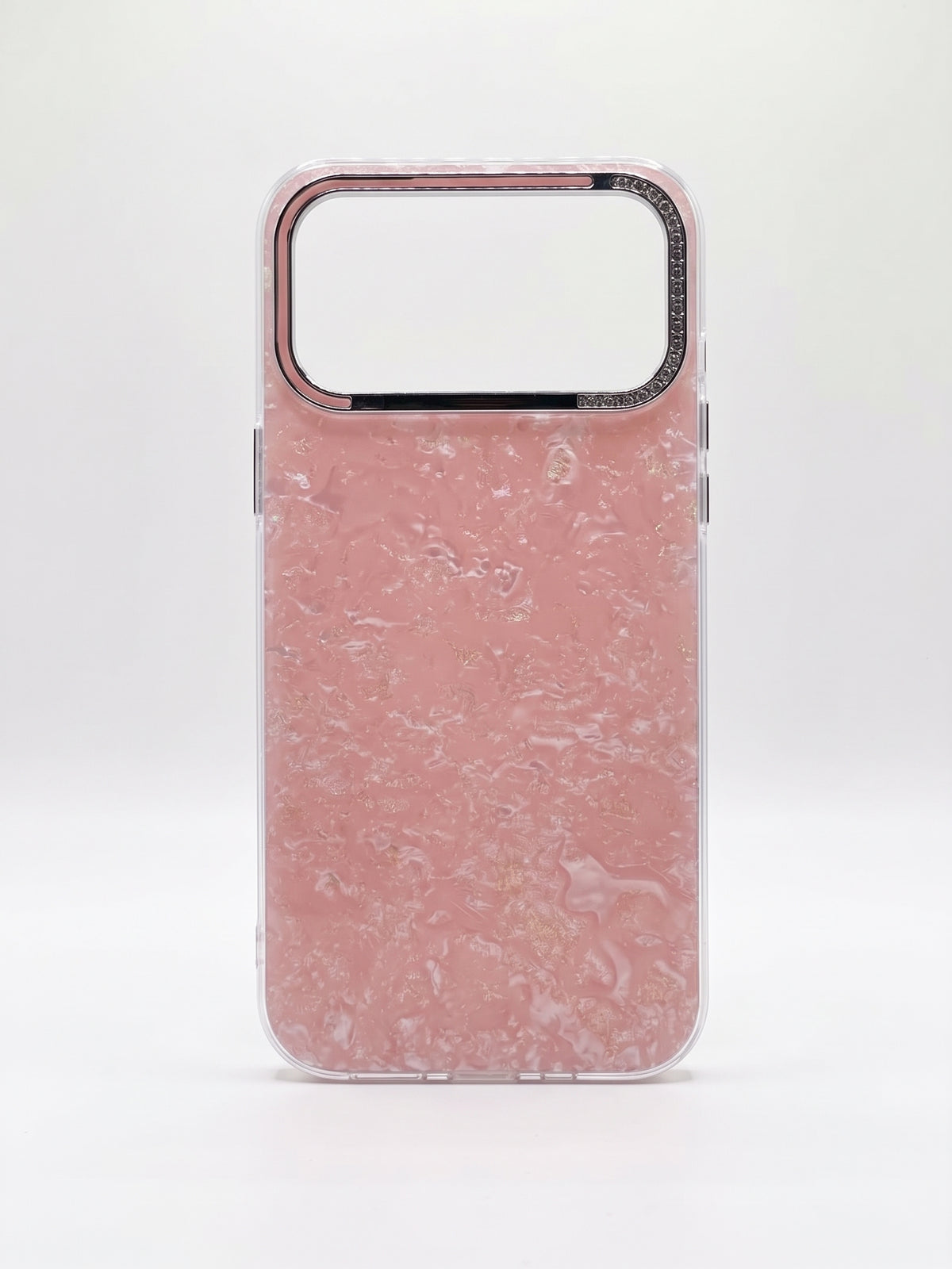 Glitter Marble Clear Case with Rhinestone Camera Frame for iPhone 17 Pro Max
