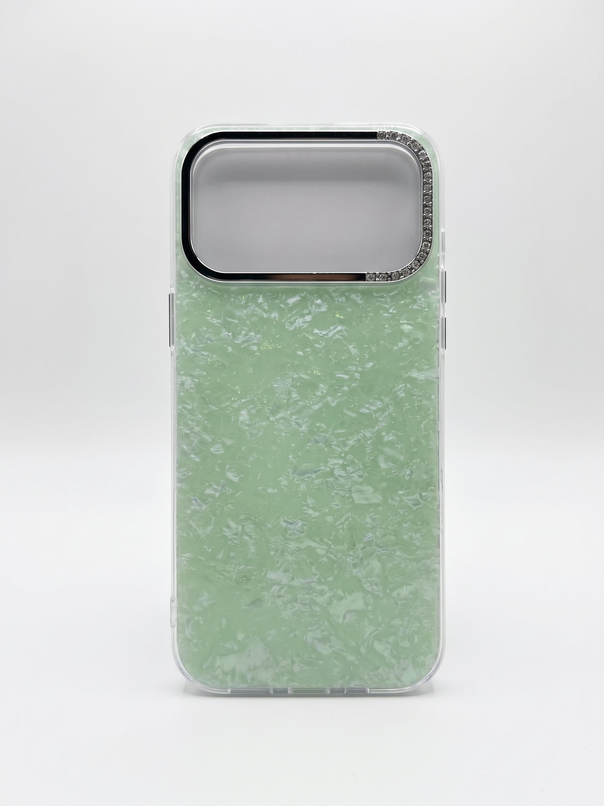 Glitter Marble Clear Case with Rhinestone Camera Frame for iPhone 17 Pro Max