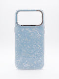 Glitter Marble Clear Case with Rhinestone Camera Frame for iPhone 17 Pro Max
