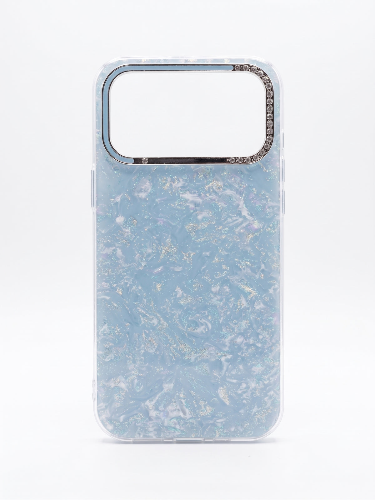 Glitter Marble Clear Case with Rhinestone Camera Frame for iPhone 17 Pro Max