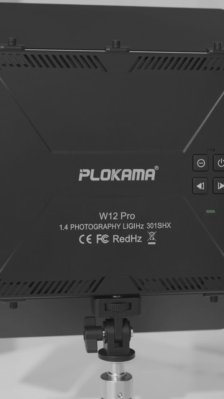 PLOKAMA W12 30W Photography Light with Barn Doors & Remote Control